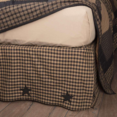 Black Check Star Bed Skirts Raven Black, Khaki Tan VHC Brands - The Fox Decor